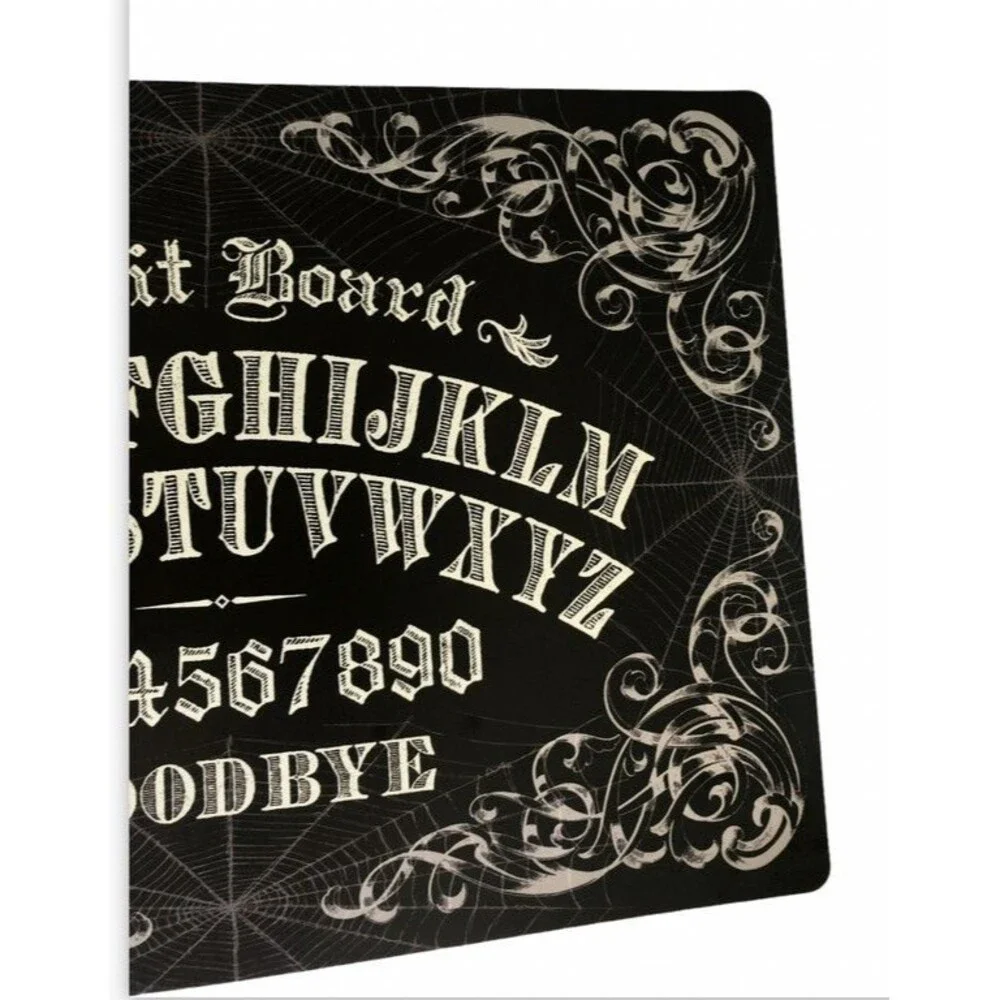 Halloween Ouija Board Placemats Vinyl Foam Back Black Alphabet Goodbye Set of 4